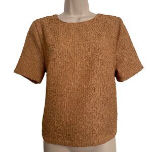 Melloday Clothing Textured Peachy Brown Size Small Blouse NWT $52